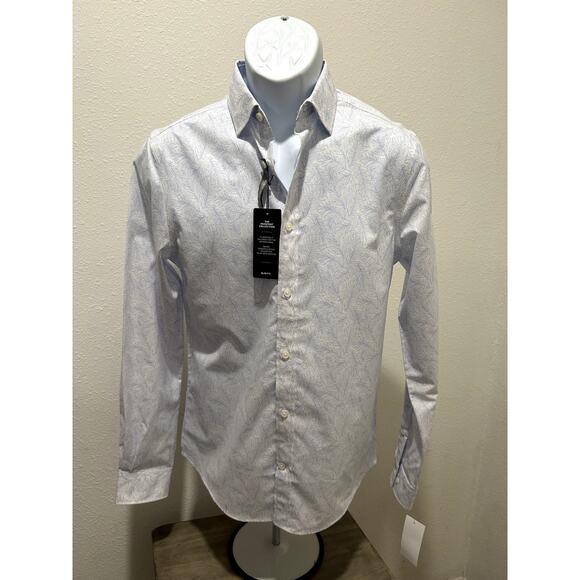 Michael Kors Mens Slim Fit Shirt Cotton Linen Stretch Size S (14 - 14.5) 32/33 - Picture 1 of 7